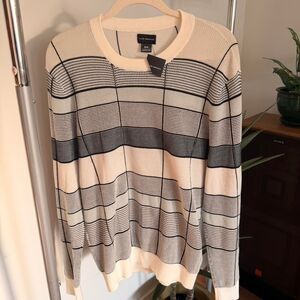 NWT Club Monaco Men's Geo Plaid Crewneck Sweater